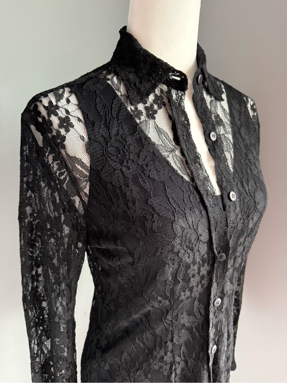 Tucker Black Lace Button-Up Blouse & Tank Top by Commando Sexy Shirt